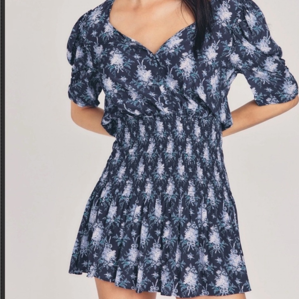 LoveShackFancy Smocked Mini Dress, medium.
